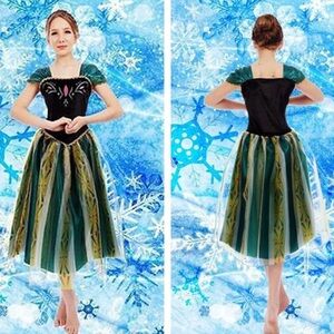 Frozen Princess Anna coronation dress costume + wig